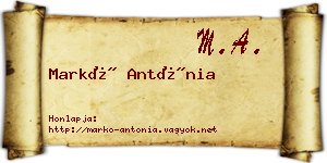 Markó Antónia névjegykártya